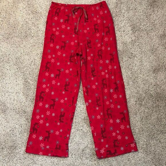 Karen Neuburger Women’s Pajama Set Red Reindeer Snowflake Print Petite Large - Picture 7 of 10